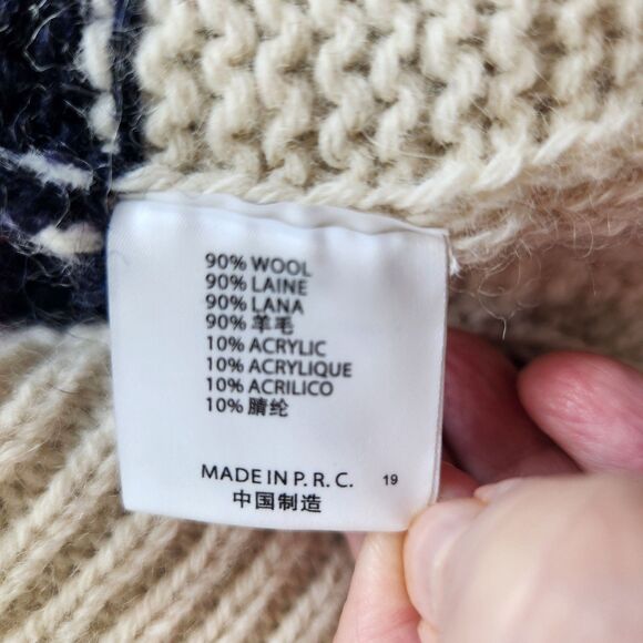 Brandy Melville Wool Blend Cable Knit Sweater-V Neck-Stripe Trim-Varsity-Prep-OS - Picture 9 of 12